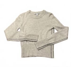 NEW AUTUMN CASHMERE women's crew with contrast side detail sweater in mojave